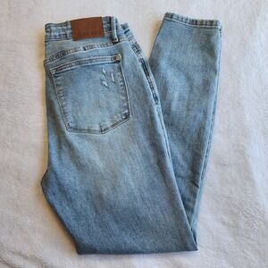 Judy Blue Jeans Womens 11/30 Mid Rise Control Top‎ Distress Skinny JB88797 Light